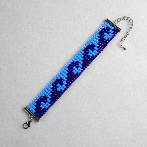Blue Wave bead bracelet, blue-blue, handmade, 30% to Democratic Party of GA! - Picture 2 of 6